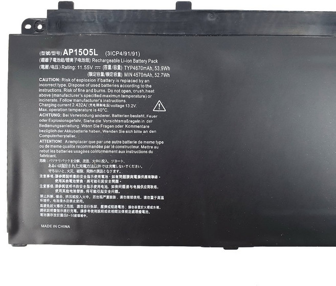 AP15O5L 電池 Spin5 SP513-52N-54SF S5-371 SF515-51T, 1個, 迷你便攜45W-3011 變壓器