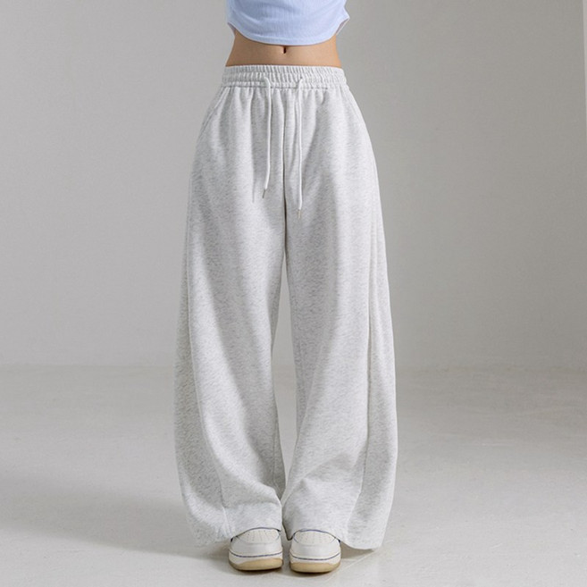 허블리 체형커버 여성 사이드핀턱 와이드팬츠 트레이닝바지