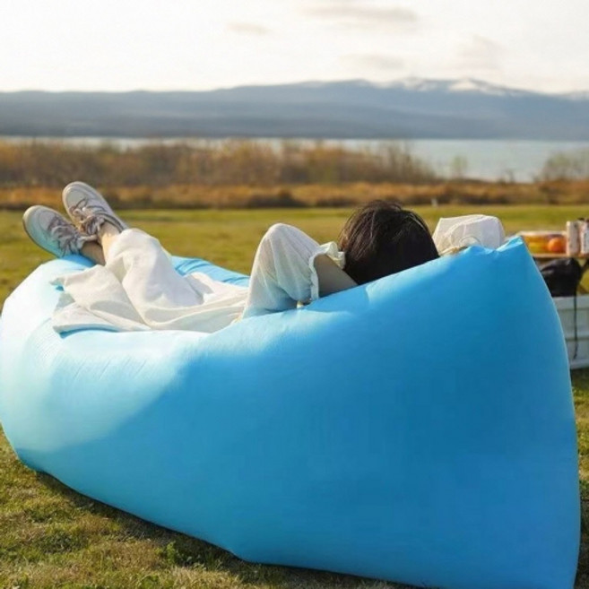 해변휴식용비치백소파 1인용 에어 베드 공기 주입 매트 빈백 감성 여름용 캠핑, 오렌지