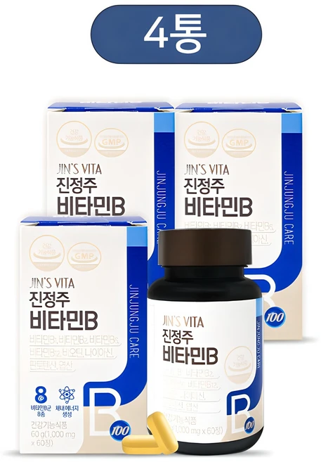 진정주 비타민B 진정주몰 진약사몰, 4개, 60정 - 쿠팡