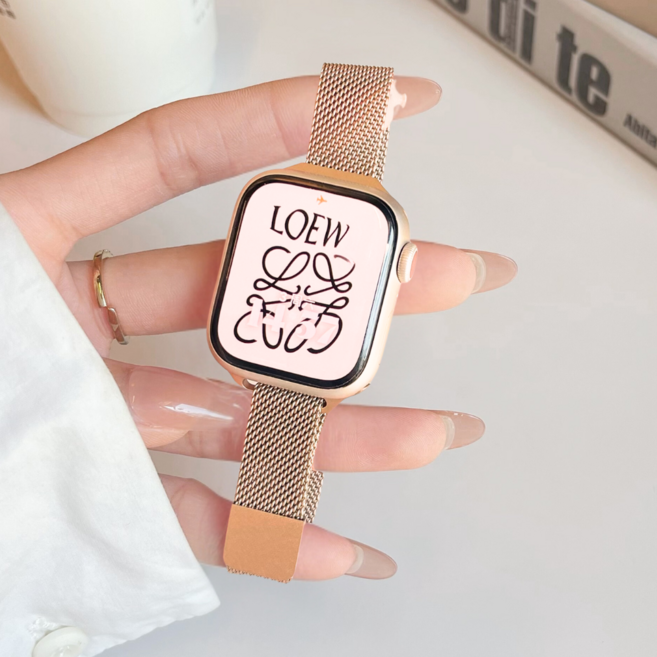 Fegwilde 애플워치 호환 슬림 메탈 자석형 정품밀레니즈 루프 스트랩 46/41/40/38/49/45/44/42mm 11 10 9 8 3 울트라1/2/3 SE1/2/3 밴드, 레트로