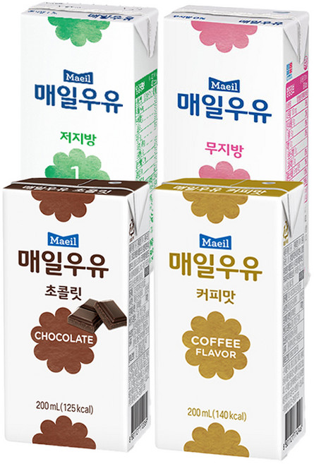 매일우유 멸균200ml 24팩(저지방1％6＋무지방0％6＋초코6＋커피6)무배, 200ml
