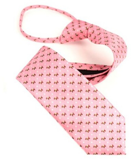 자동넥타이 고양이 자수 자동 지퍼 넥타이 핑크 분홍색