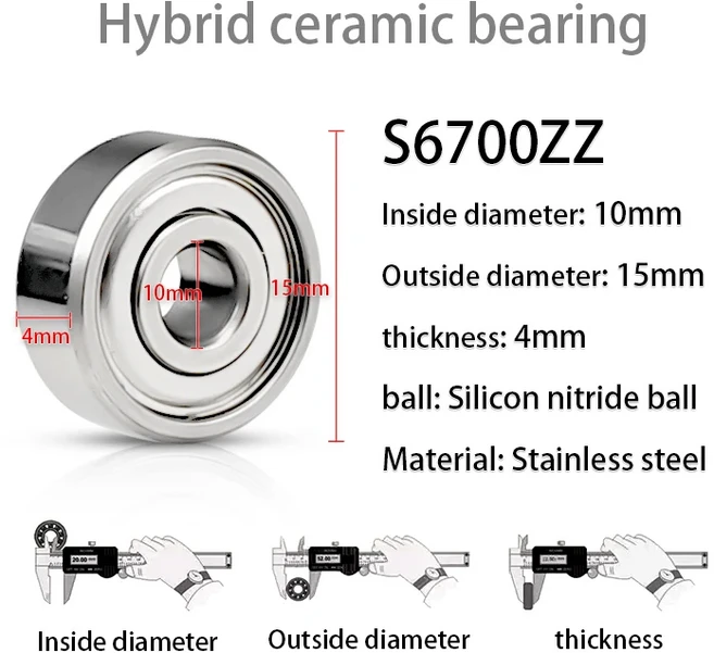 하이브리드 세라믹 볼 낚시 베셀 변형 베어링 MR128 MR137 MR148 R188 606 608 2RS 6700 6703 6704 ZZ 1 개, 02 1Pcs, 09 S6700ZZ 10x15x4mm