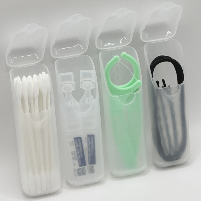 아윤 휴대용 깔끔한 다용도 면봉 치실 케이스 미니, 4개, 화이트