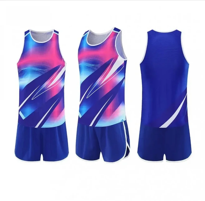 남성과 여성을위한 마라톤 러닝 슈트 스포츠 학생 훈련 팀웨어 피트니스 육상 v 넥 조끼, 01 파란, 11 L