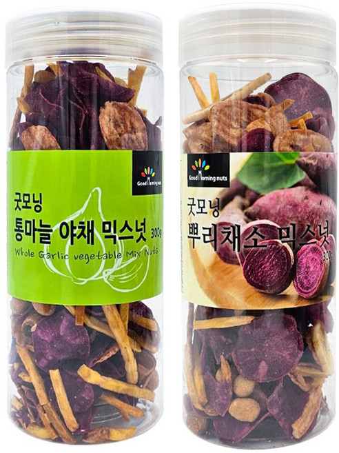 굿모닝너츠 뿌리 채소 믹스넛 1통+통마늘 야채 믹스넛1통, 1개, 600g