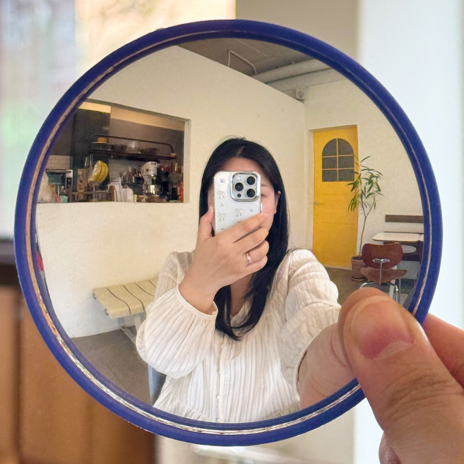 메이크라이프 휴대용 셀카 볼록거울, 2개, 블루