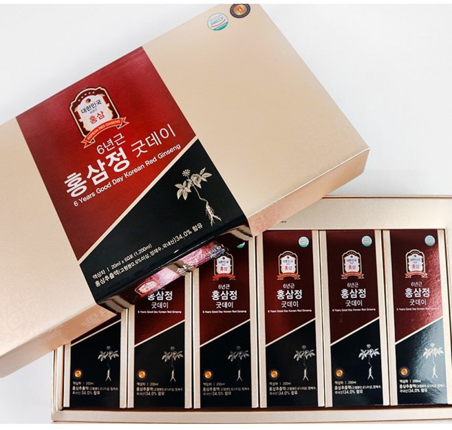충남금산 6년근 굿데이 홍삼스틱 60P 명절 생신 부모님 홍삼정 선물세트 [원산지:국산(충청남도 금산군)], 1개, 1.2L