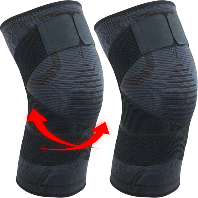 엘누야 더블스트랩 고탄력 무릎보호대, 블랙, 1세트