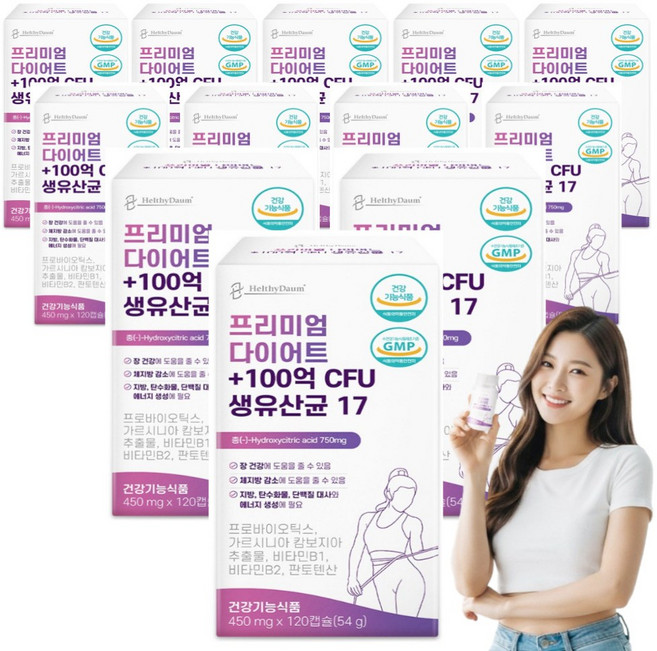 300억 프리미엄 체지방 감소 다이어트 유산균 비피더스 4종 비타민 3종 핀토텐산 함유 장건강 식약청 인증, 12개, 120정