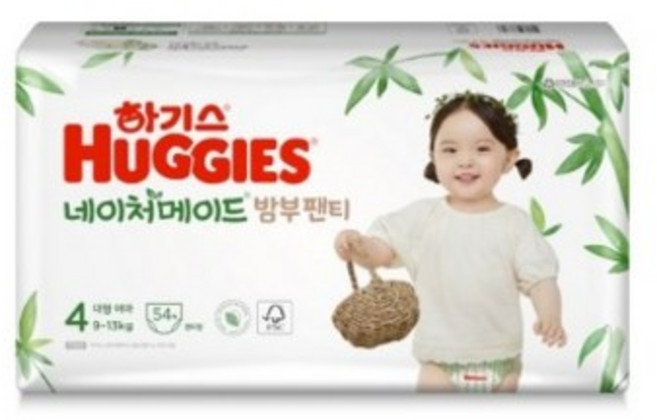 2021 신형 하기스 네이처메이드 밤부 팬티형 기저귀 여아용 대형 4단계 (9~13kg), 320매