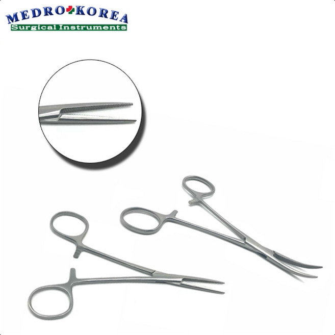 Medro-Korea 의료용 켈리 겸자 12.5cm~24cm(직 곡)포셉 가위 핀셋, 1개, 켈리포셉(곡)20cm