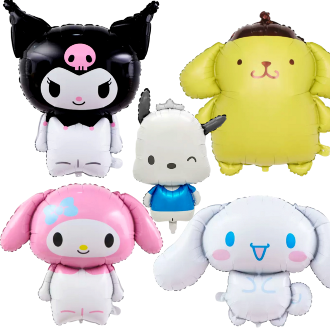 파티에진심인사람들 산리오 풍선 쿠로미 폼폼푸린 마이멜로디 포차코 시나모롤 대형풍선 생일풍선세트, 1개, 5종