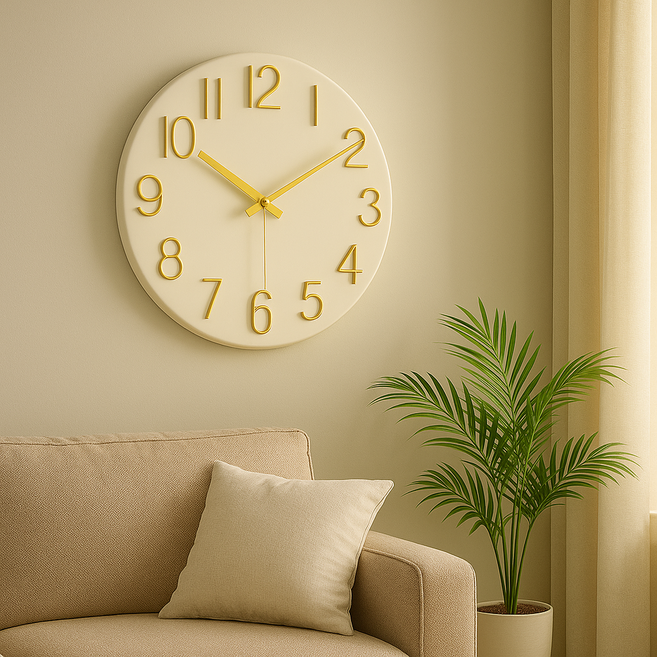 몽벨르 무소음 심플 유럽 감성 인테리어 벽시계, 화이트