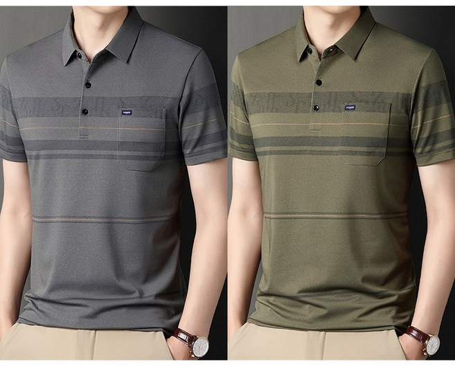 YANGTA 중년 남성 반팔 티셔츠 여름 반팔티 루즈핏 아빠 여름옷 폴로 상의 남성 골프티셔츠 2P