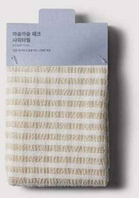 JAJU 까슬까슬 체크 샤워타월 29x95cm 베이지 442706