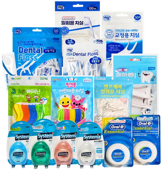일회용 치실 모음 개별포장 어린이 와이치실 오랄비, 1개, 100개입