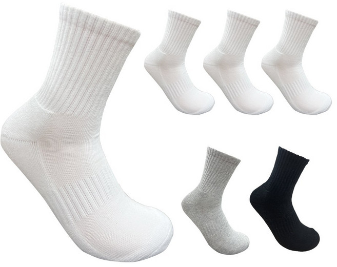 비바슈슈 남성용 스포츠 쿠션 면양말 중목 무지 6켤레