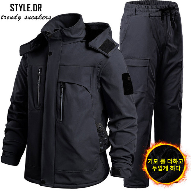 STYLE.DR 겨울 남자 방풍 방수 상하복세트 따듯한 경량 아웃도어 등산복 낚시복 일상복 작업복 방한복