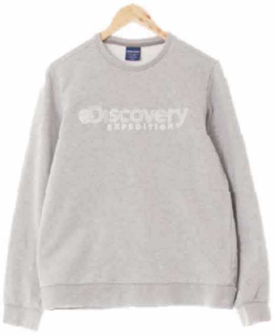 4120 DlSCOVERY 멜란지그레이 면혼방 아웃라인빅로고라이트맨투맨 [100]