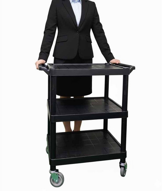 업소용 서빙카트 운반카트 3단카트 식당카트(우리주방), 검정(M), 1개, 400x570x840