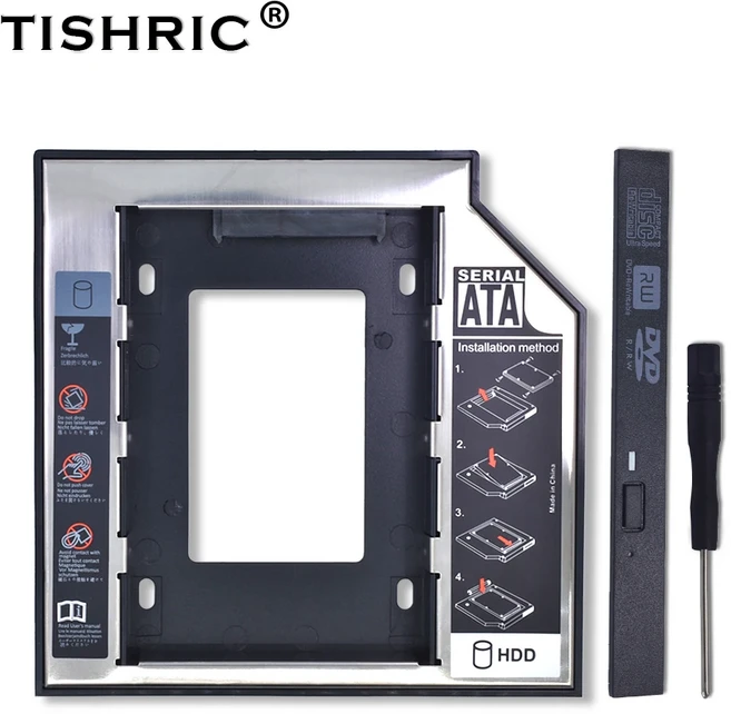 TISHRIC 알루미늄 HDD 캐디 9.5 12.7mm SATA 3.0 Optibay "2TB SSD 하드 드라이브 케이스 인클로저 노트북, 02 9.5mm