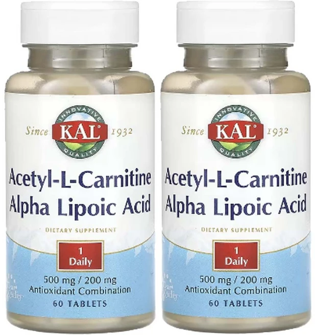 칼 아세틸 아세칠 엘 카르니틴 알파리포산 60정2통 엘카르니틴, 2개, 60정 - 쿠팡