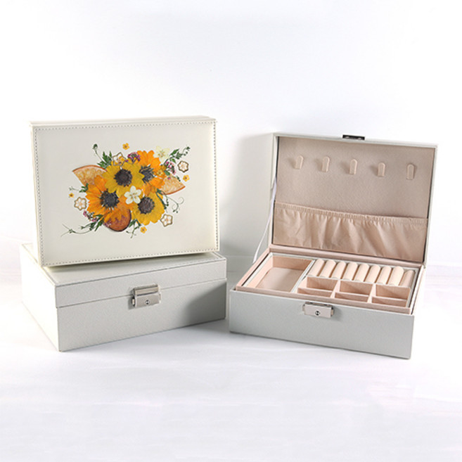 악세서리 보관함 케이스 가죽 흰색 귀걸이 목걸이 반지 주얼리 보석함, 필요없음, 1개