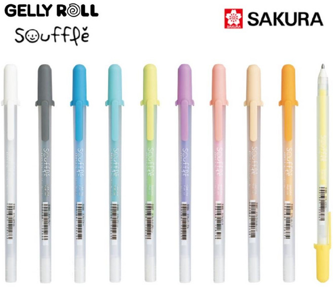 사쿠라 겔리롤 수플레 0.8mm 다꾸펜 젤잉크펜 데코펜 젤리롤 미술도구, 화이트
