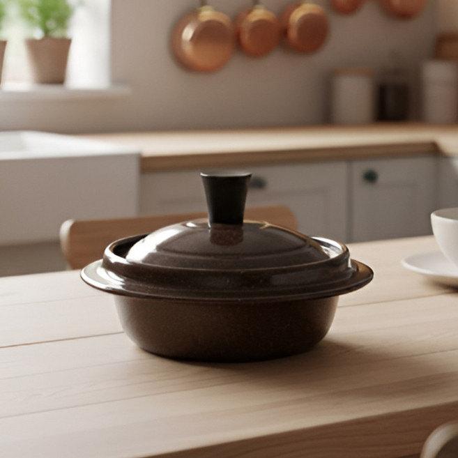 [인덕션 OK] 디앤빌 황토 코팅 법랑 무쇠 주물 솥밥 냄비 (국내생산), 1개, 냄비(소), 16cm