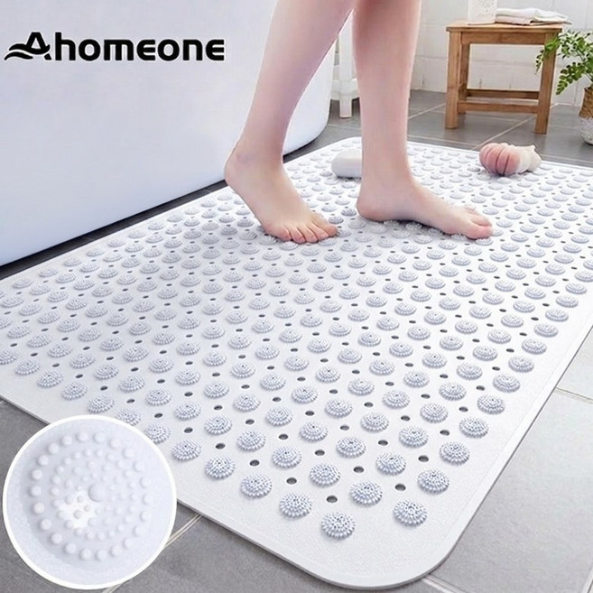 Ahomeone 욕실 미끄럼방지매트 마사지 발매트 빠른 물빠짐 화장실 지압 매트, 1개, 화이트