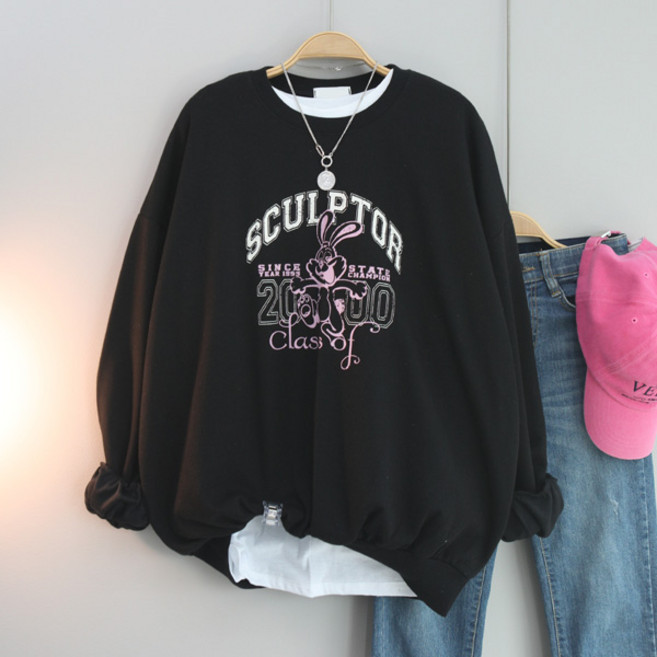 달콩 여성 빅사이즈 봄신상 클래스래빗오버핏맨투맨