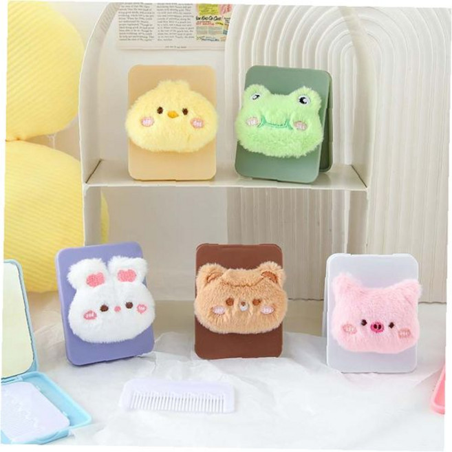 인형 붙은 거울빗세트 / 거울과 빗세트 접이식 휴대용 인형얼굴