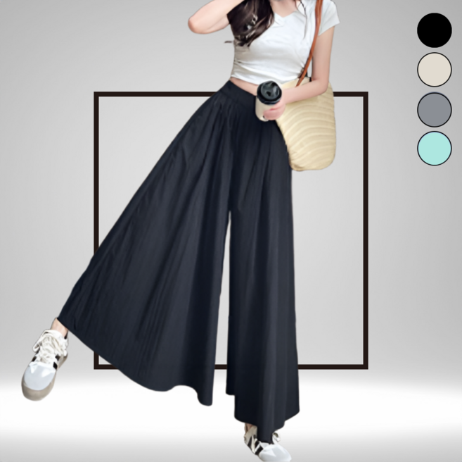 루닌 여성 와이드핏 치마바지 플레어 밴딩 팬츠