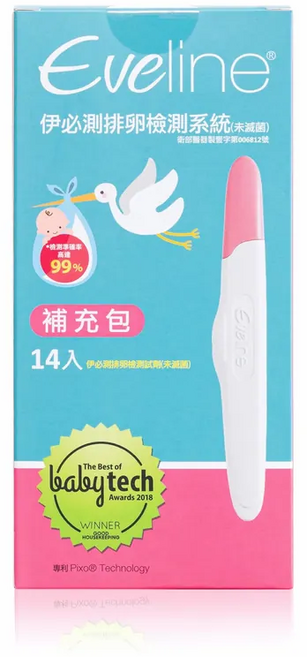 Eveline 排卵檢測系統 補充包 babytech 獎項認證, 1套, 14個裝