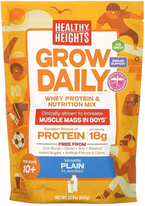 몸관리하세요 겨울입니다 Healthy Heights 그로우 데일리 유청 단백질 및 영양 믹스 만 10세 이상 남아용 플레인 650g(22.9oz) 특별관리진행, Healthy Heights 그로우 데일..., 650g, 1개 - 쿠팡