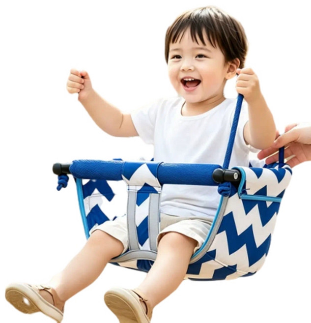 兒童嬰兒室內外吊椅 家用免打孔盪鞦韆, 藍色鞦韆＋安全帶 6月 - 8歲