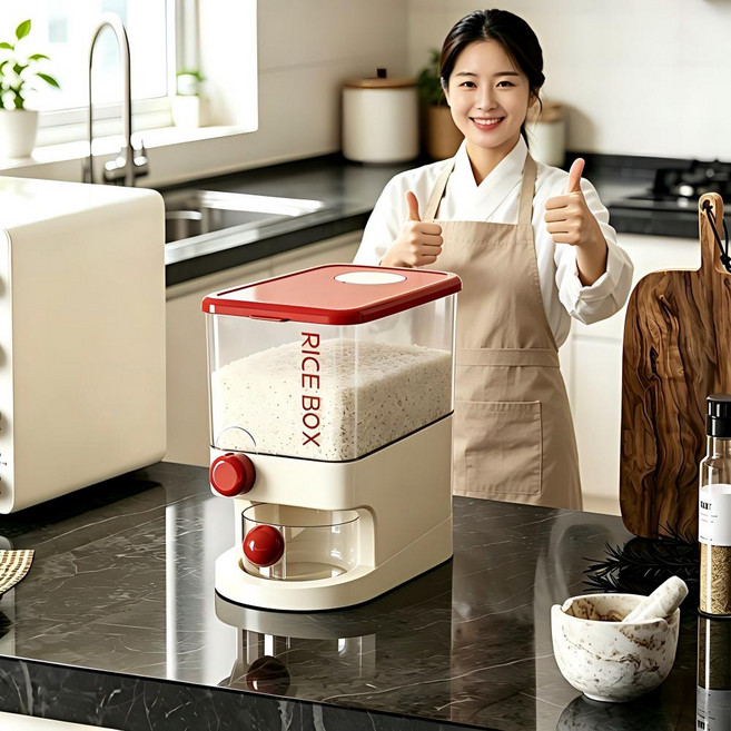 쌀통 20인용 방습방충 식품급 틈새주방 수납 고급 도파민색 실용 쌀저장통 주방정리 다용도 곡물통, 1개, 체리 레드