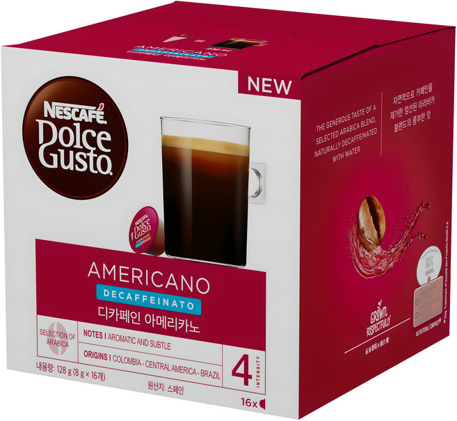 돌체구스토 디카페인 아메리카노 캡슐커피, 8g, 16개입, 1개