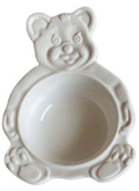 라포유 곰 디자인 디저트 샐러드 도자기 그릇, 화이트, 1개