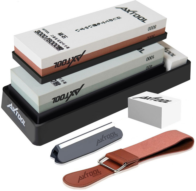 AXTOOL 숫돌 400/1000방+3000/8000방 받침대 6종세트, 1개