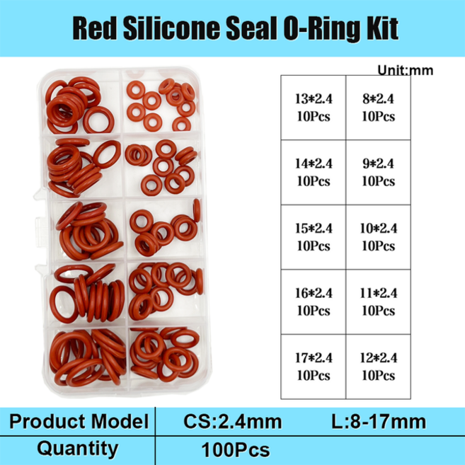 실리콘고무판 실리콘 고무 O링 씰링 와셔 레드 VMQ 니트릴 R 등급 고온 배관 개스킷 내유성 오링, 1개