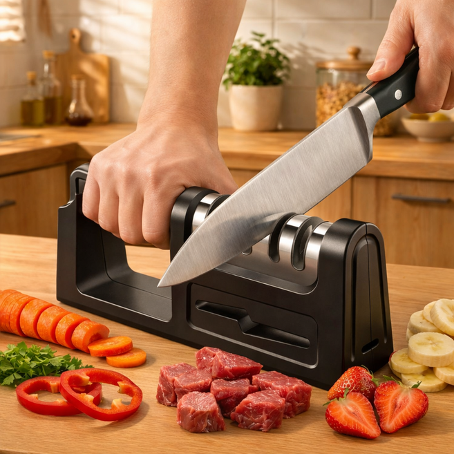 벨로르 절삭력강화 4in1 멀티 칼갈이, 블랙, 1개