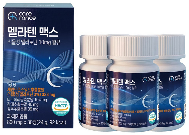 케어란스식물성 멜라토닌 10mg 함유 멜라텐 맥스 24g, 3개, 30정
