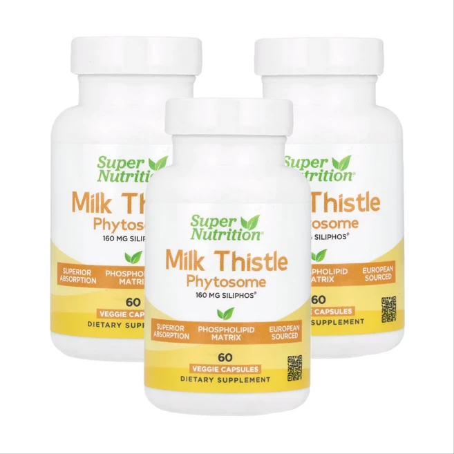 수퍼뉴트리션 밀크씨슬 파이토솜 160mg 식물성 캡슐 60정, 3팩 - 쿠팡