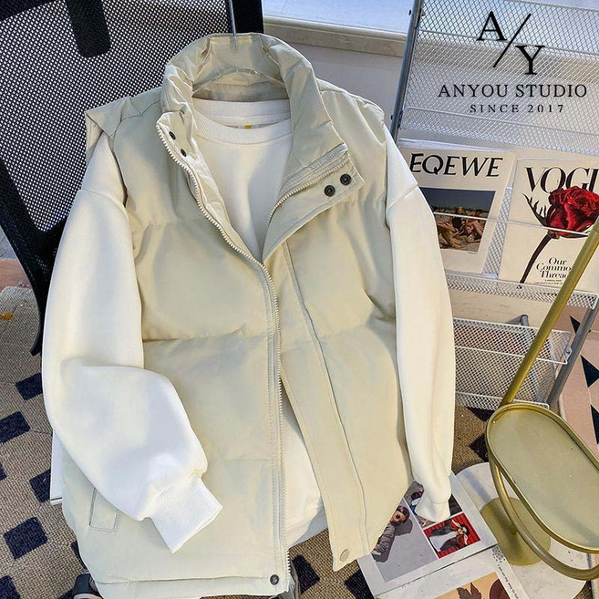 ANYOU 남성용 경량 무봉제 패딩 조끼 겨울 방한용 가벼운 베스트