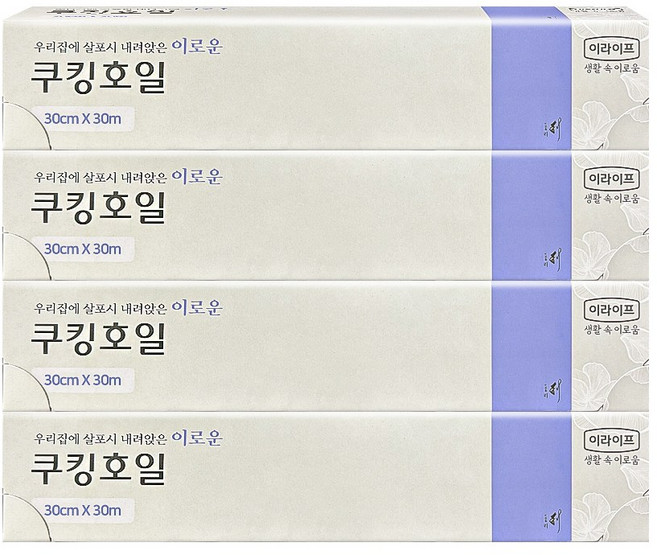 롯데 이라이프 쿠킹호일 30cm x 30m 두께16, 4개