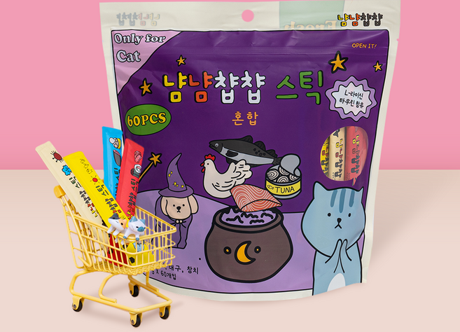 냠냠챱챱 스틱 짜먹는 고양이 간식 60p, 1개, 840g, 혼합