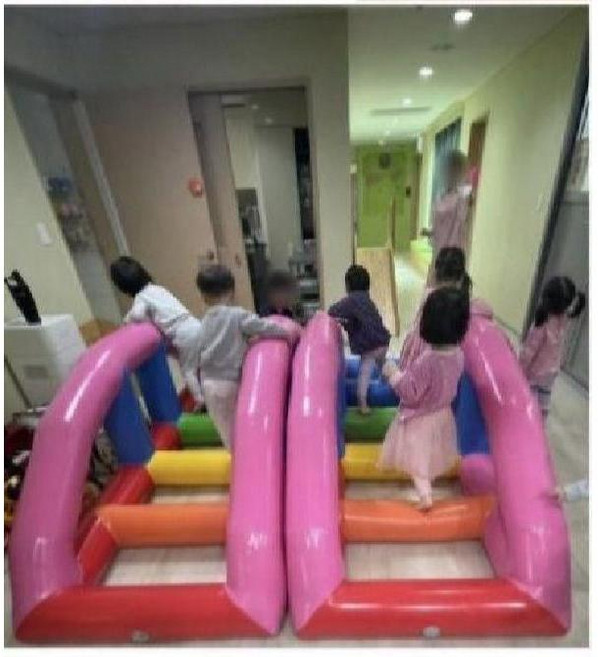 무지개 에어바운스 에어브릿지 에어징검다리 레인보우브릿지 놀이체육 태권도장, 3-1.1-0.8m